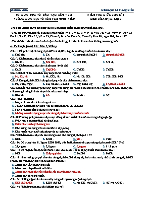 Đề kiểm tra giữa học kì 1 môn Hóa học Lớp 9 - Lê Trọng Hiếu